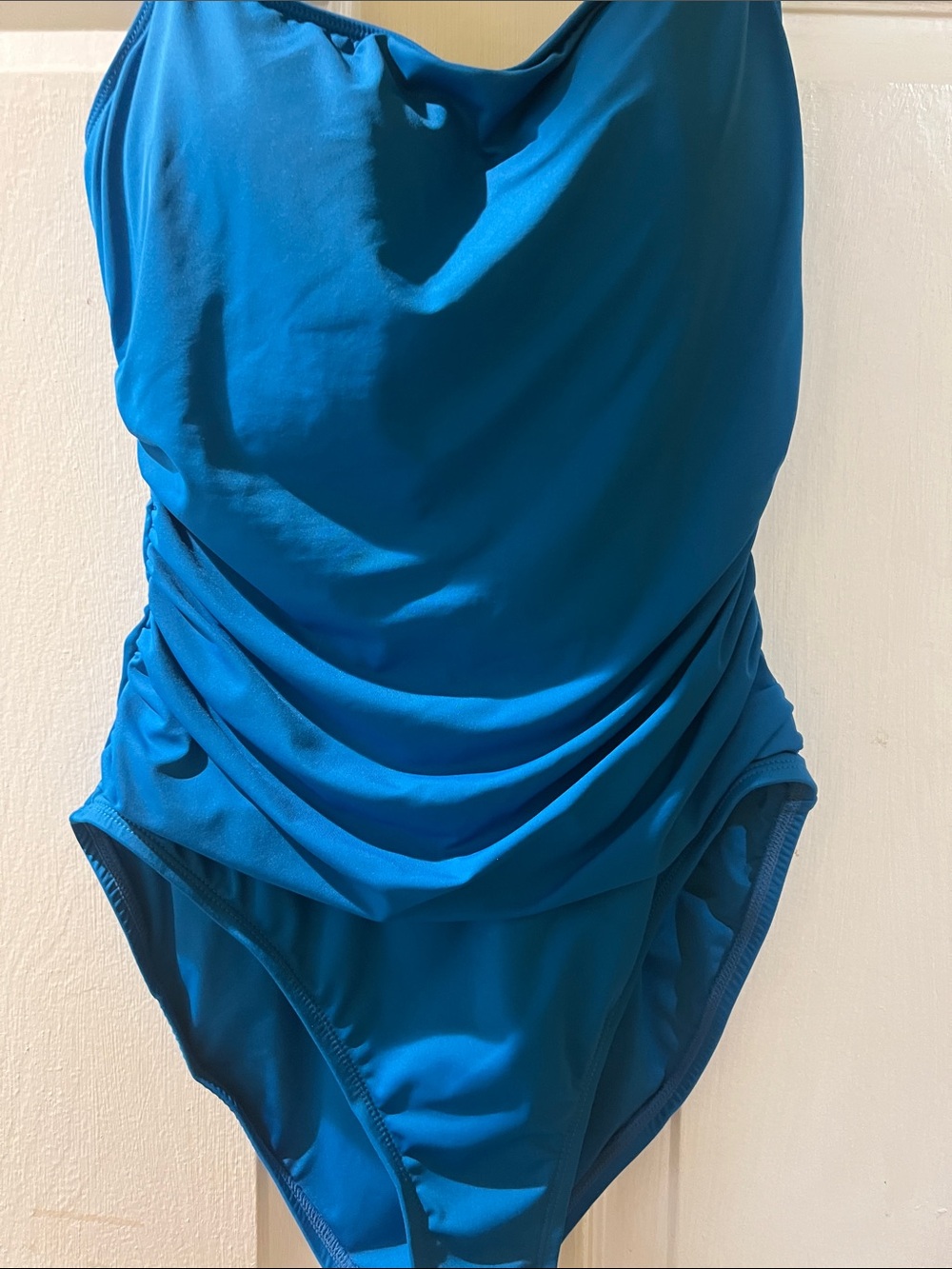 La Blanca Bright Blue Ruched One-Piece Swimsuit - Picture 3 of 7